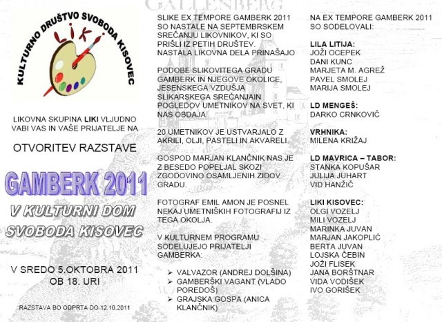 vabilo razstave ex tempore Gamberk 2011